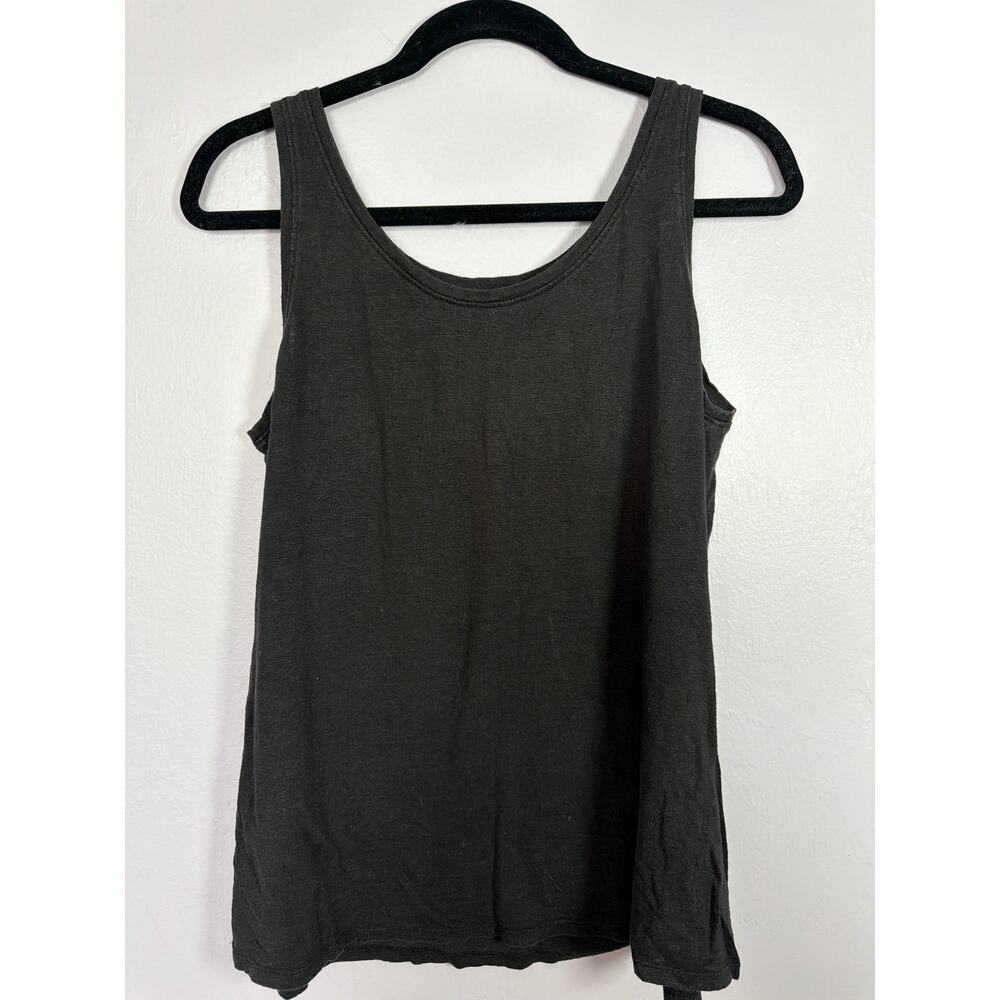 Eileen Fisher Tank Top Womens Small Black Organic Linen Lightweight Lagenlook - Picture 2 of 5